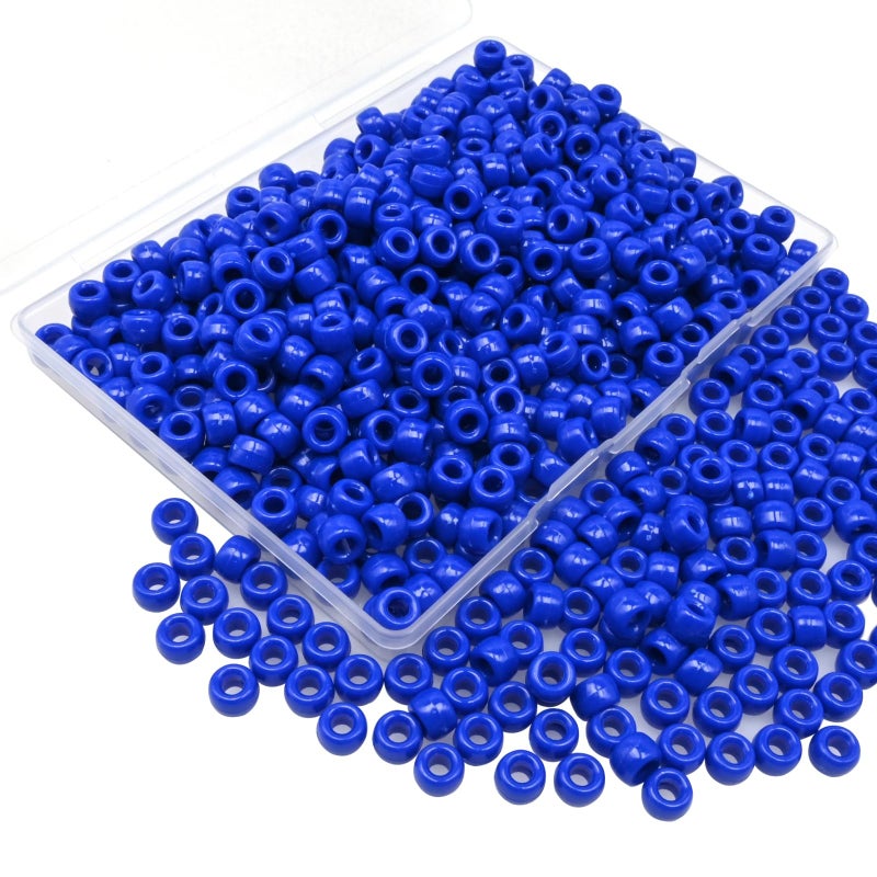 Looconi Blue Pony Beads,500pcs Dark Blue Pony Beads Bulk with Storage Box for Crafts Hair Hanukkah Friendship Holiday Party Decoration Supplies - Image 1